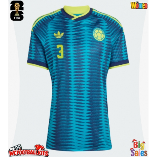 Colombia Jhon Lucumi #3 Replica Away Stadium Shirt for Women World Cup 2026 Short Sleeve